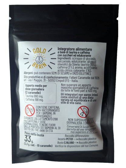 Gold Brain: L'Alternativa agli Energy Drink (10 Caramelle)