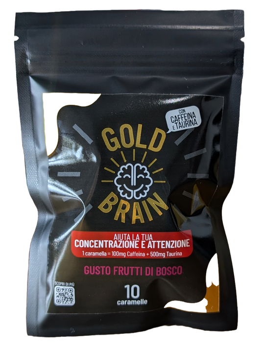 Gold Brain: L'Alternativa agli Energy Drink (10 Caramelle)